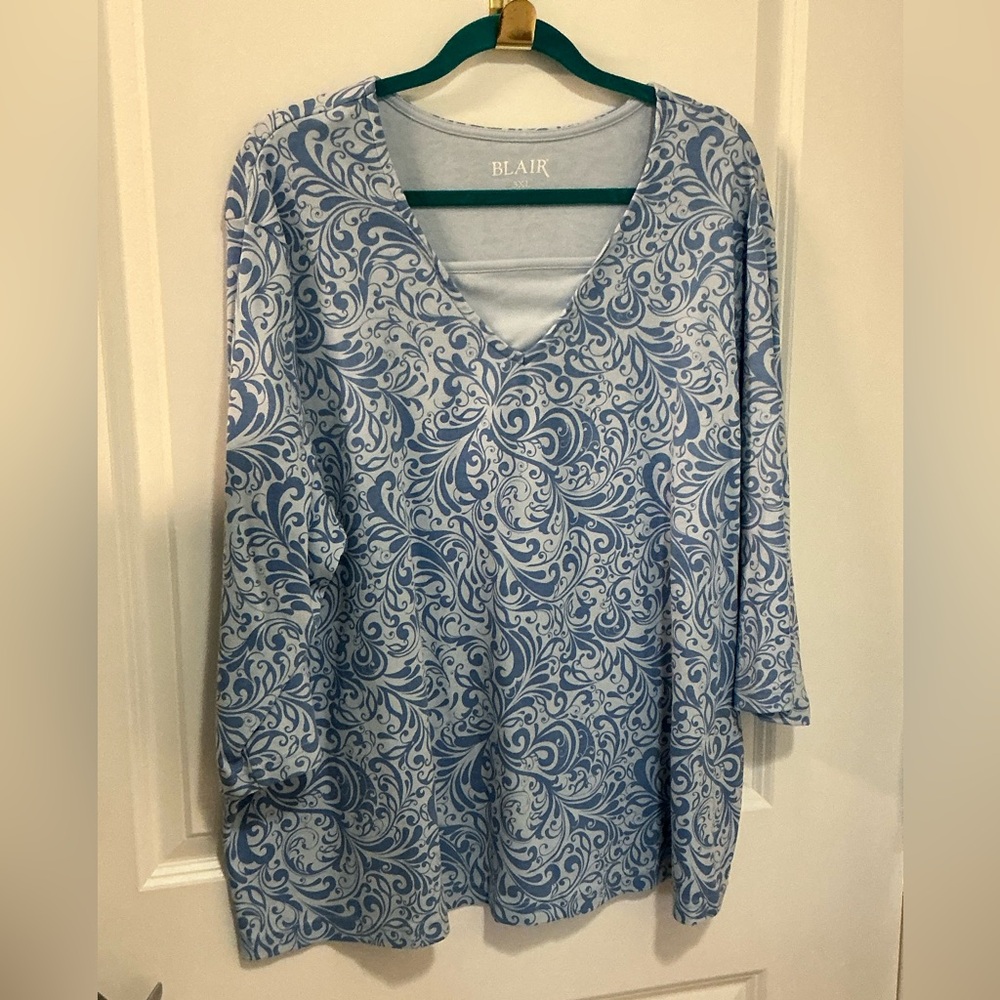 3X tee, poly/ cotton, 3/4 sleeve.